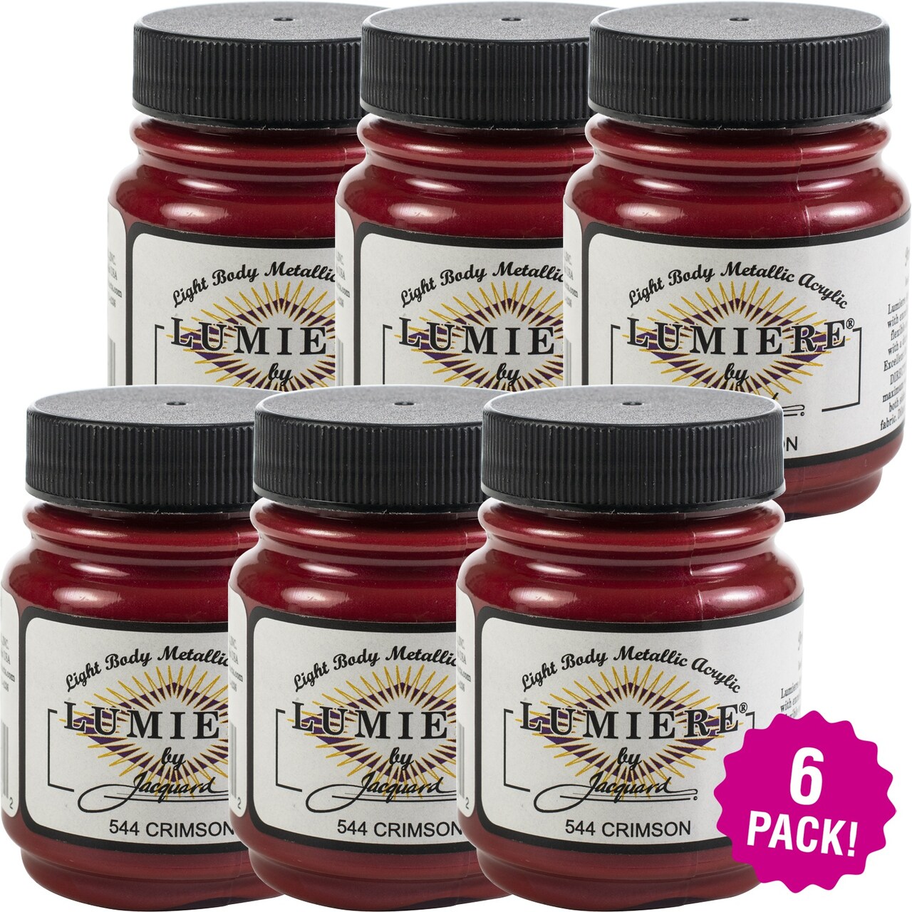 Multipack of 6 - Jacquard Lumiere Metallic Acrylic Paint 2.25oz-Crimson